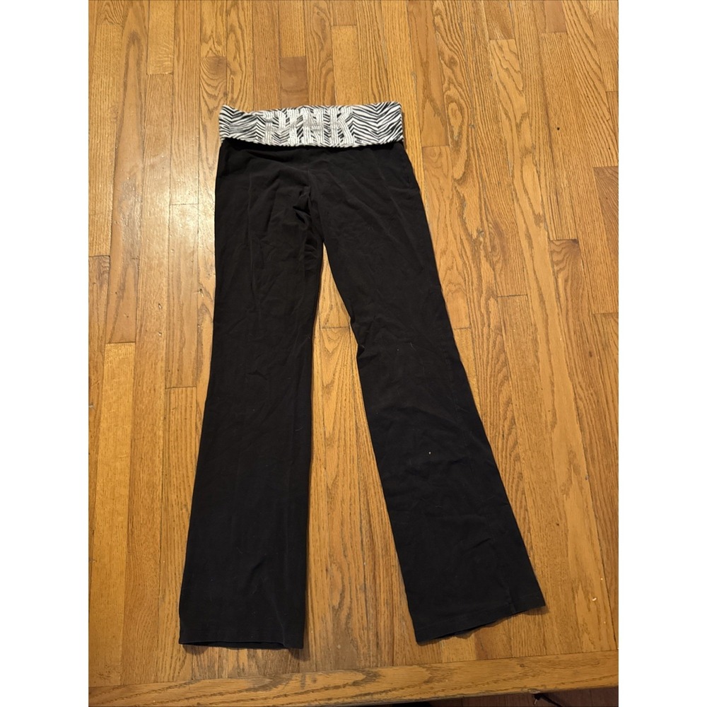 Y2K Victoria's Secret PINK VTG Foldover Yoga Pants Flare Zebra Bling  Size M